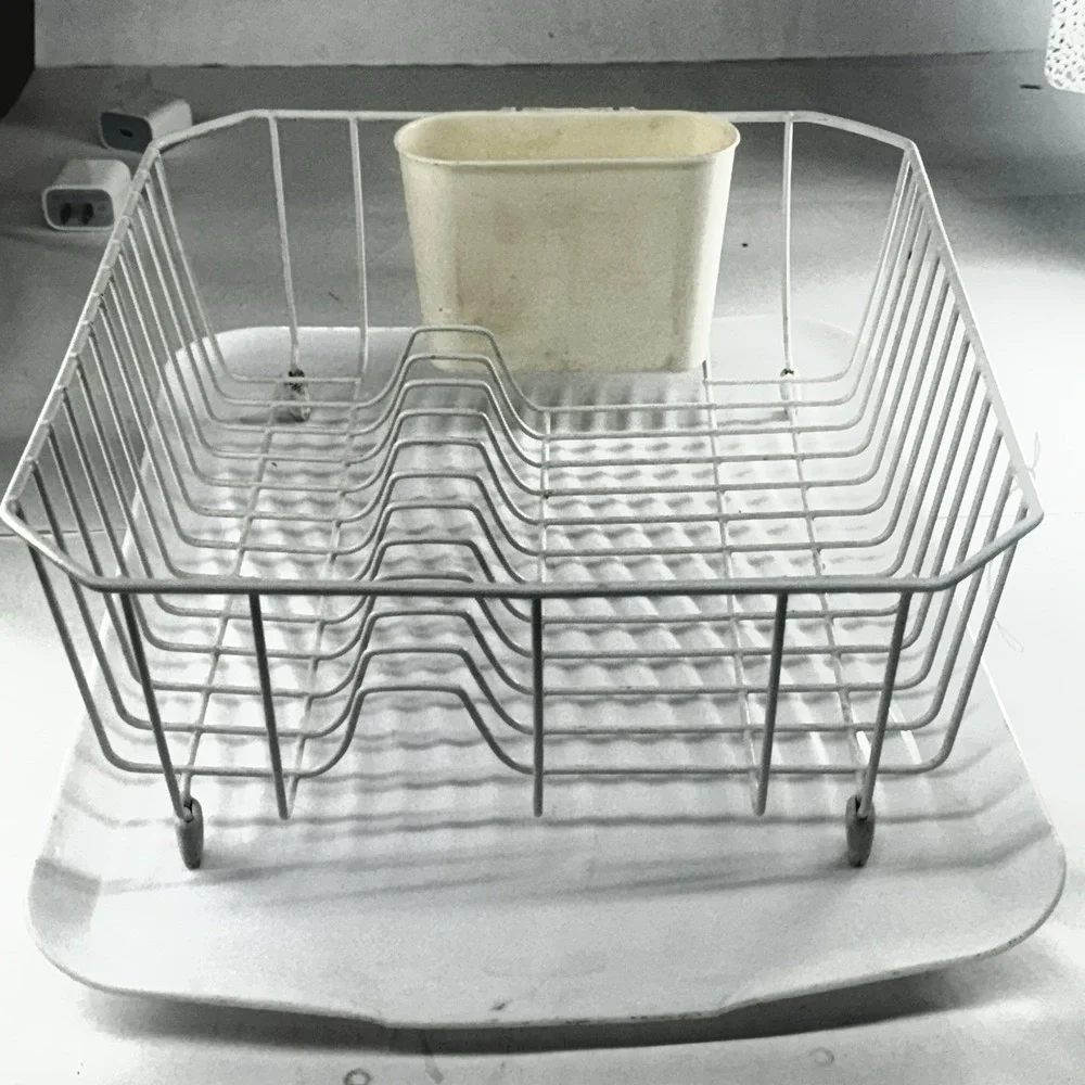 Vintage White Rubbermaid Dish Drainer Drying Rack Coated Wire 12.5
